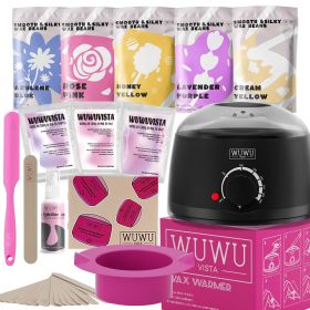 Waxing Kit WUWUVISTA 23 Items Hair Removal Wax Kit With Wax Warmer Waxing Beads For Face, Brazilian, Full Body, Bikini, Sensitiive Skin  Skin Sui (Option: Black-EU Plug)