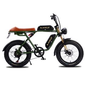 AKEZ S1 750W 48V 20 Inch Flat Tire Electirc Bicycle (Color: Green, battery: 26AH)