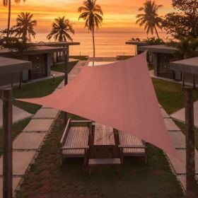 Artpuch Custom Size Rust Red Sun Shade Sail Triangle Canopy 185 GSM Durable Fabric UV Block Awning for Outdoor Patio Garden Backyard (Customized (Color: Rust Red, size: 13'X22')